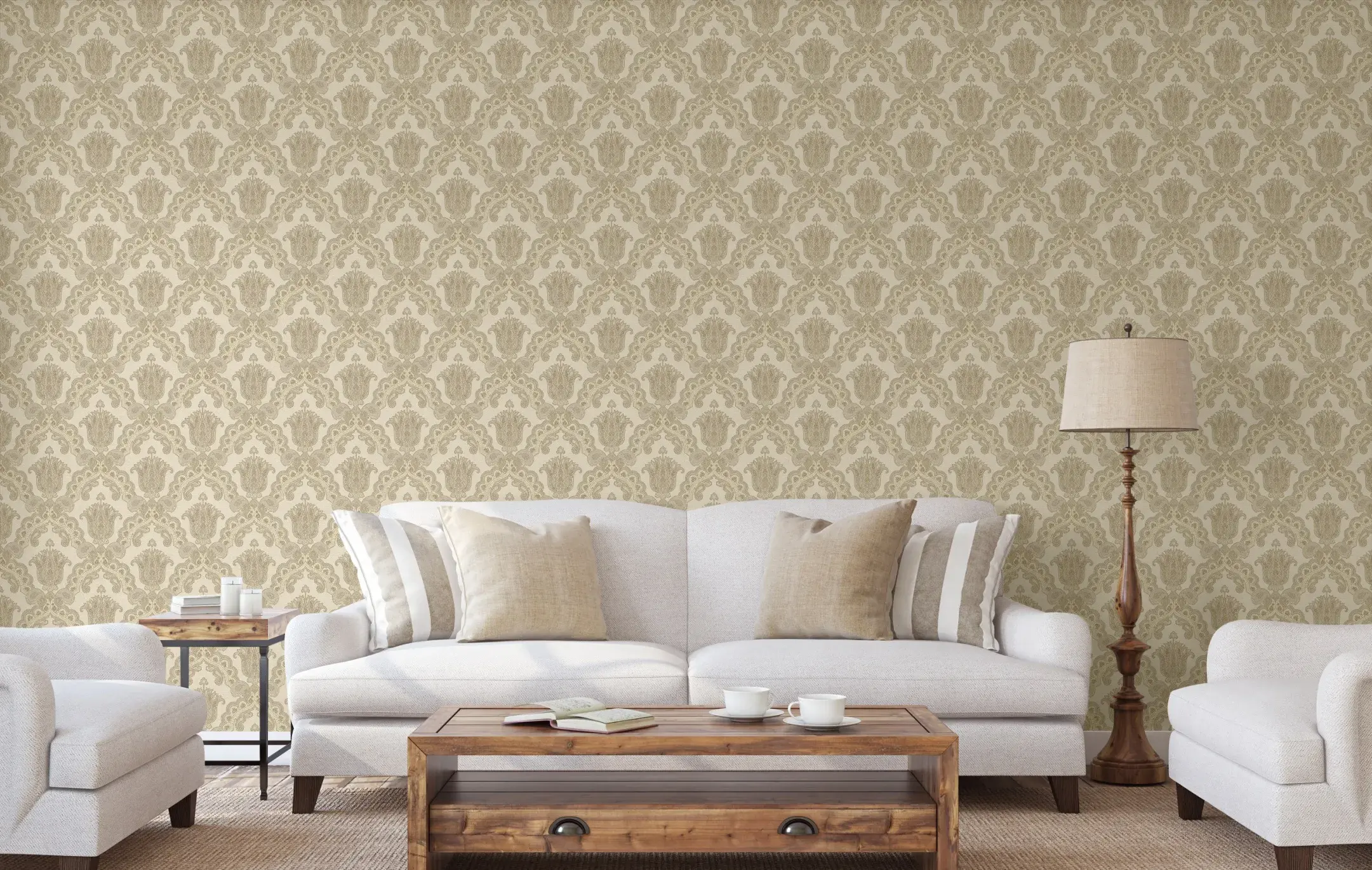 Beige Embossed Wallpaper – Timeless Warmth (5809-1)